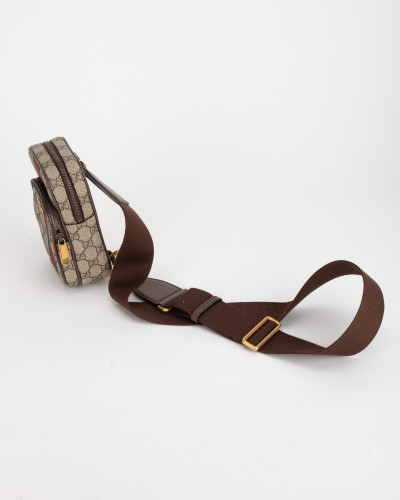 Gucci Listonoszka listonoszka cross body na pasku monogram i pasek czerwono zielony przez srodek