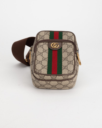 Gucci Listonoszka listonoszka cross body na pasku monogram i pasek czerwono zielony przez srodek
