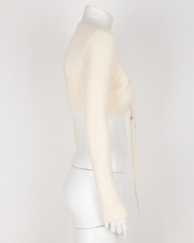 Elisabetta Franchi  Sweter/top kremowy sznurowany