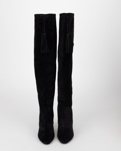 Saint Laurent  Kozaki czarne zamszowe