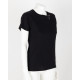 Saint Laurent  Czarny t-shirt z małym srebrnym logo iprzy dekolcie