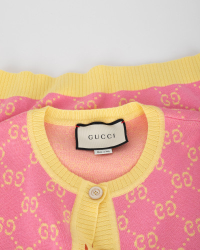 Gucci Sweter kardigan żółto-rózowy