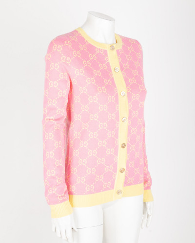 Gucci Sweter kardigan żółto-rózowy