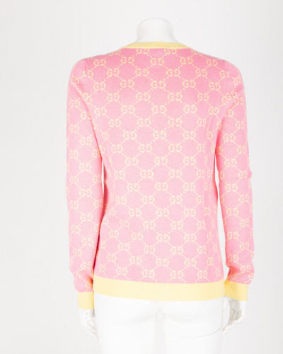 Gucci Sweter kardigan żółto-rózowy