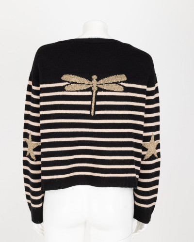 Red Valentino Sweter w paski + zlota wazka i gwiazdki