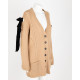 Red Valentino Sweter brazowy kardigan z czarnymi kokardami