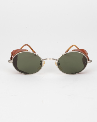 Ralph Lauren Okulary srebrne ze skorzanymi dodatkami