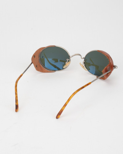 Ralph Lauren Okulary srebrne ze skorzanymi dodatkami
