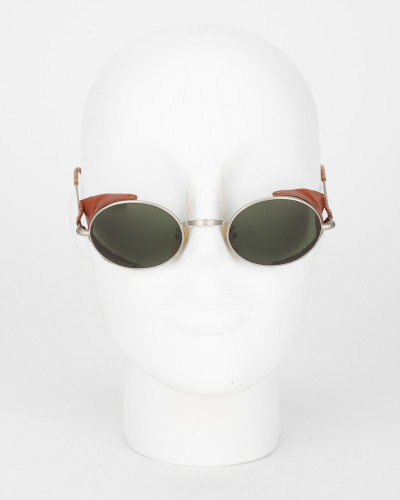 Ralph Lauren Okulary srebrne ze skorzanymi dodatkami