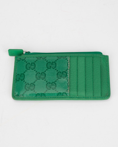 Gucci Porftel i etui zielone z logo