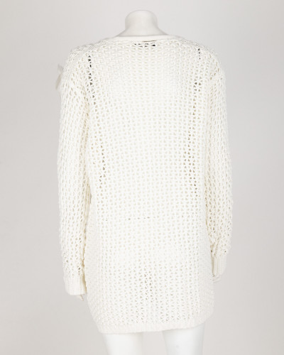 Twinset Sweter biały zapinany z kwiatem