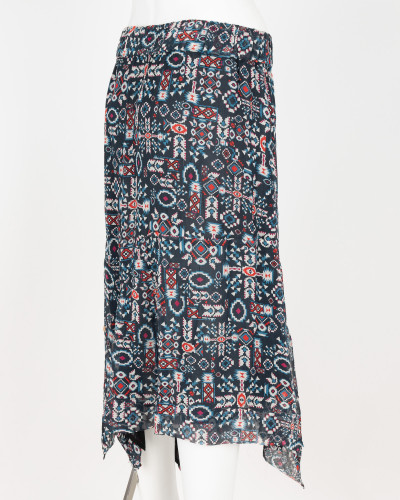 Isabel Marant spodnica jedwabna asymetryczna (astecki print)