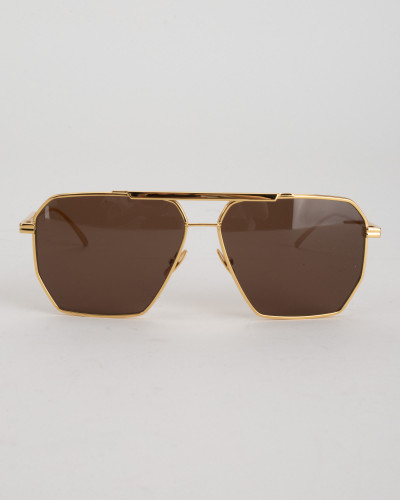 Bottega Veneta Okulary złota ramka, brązowe szkła