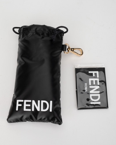 Fendi Okulary brązowe przeciwsłoneczne z dużym złotym 'F' z boku