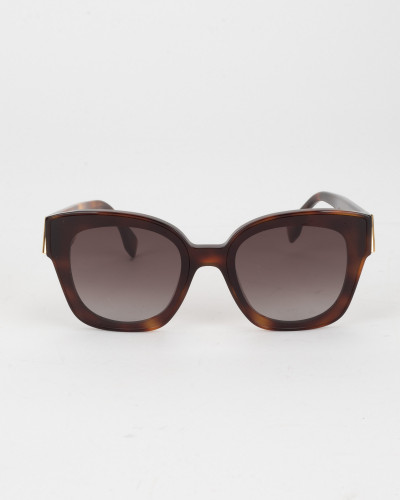 Fendi Okulary brązowe przeciwsłoneczne z dużym złotym 'F' z boku