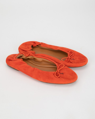 Ralph Lauren - zamszowe pomaranczowe baleriny
