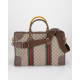 Gucci Torebka duża brązowa z żółta rączko i monogramem