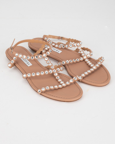 Aquazzura sandały  beżowe z cekinami