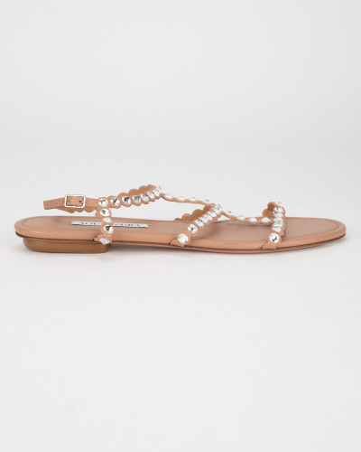 Aquazzura sandały  beżowe z cekinami