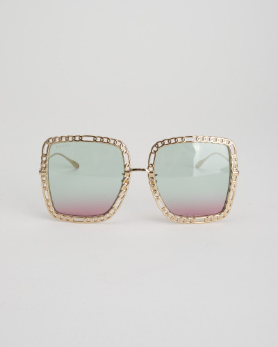 Gucci Okulary duze kwadratowe zlota oprawa