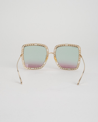 Gucci Okulary duze kwadratowe zlota oprawa