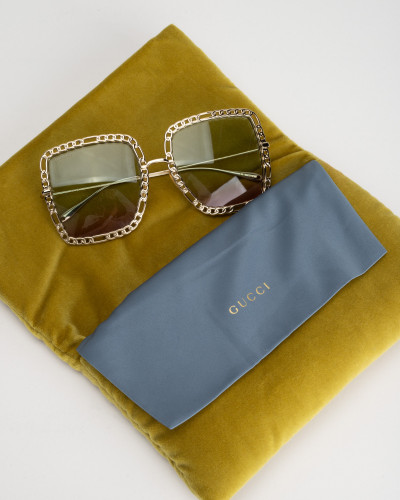 Gucci Okulary duze kwadratowe zlota oprawa