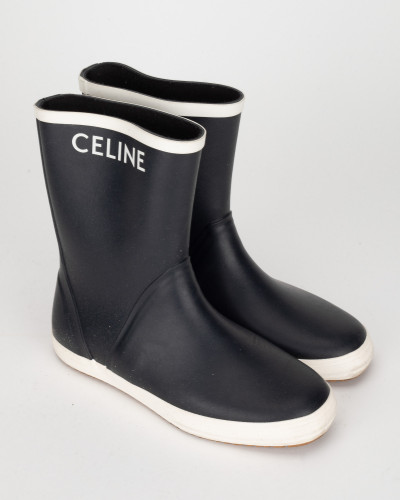 Celine Kalosze granat biały napis celine
