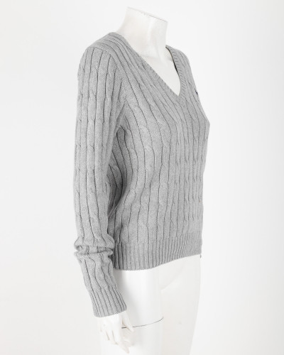 Ralph Lauren Sweter szary w serek pleciony