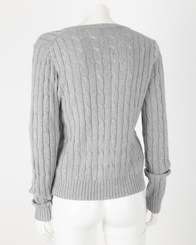 Ralph Lauren Sweter szary w serek pleciony