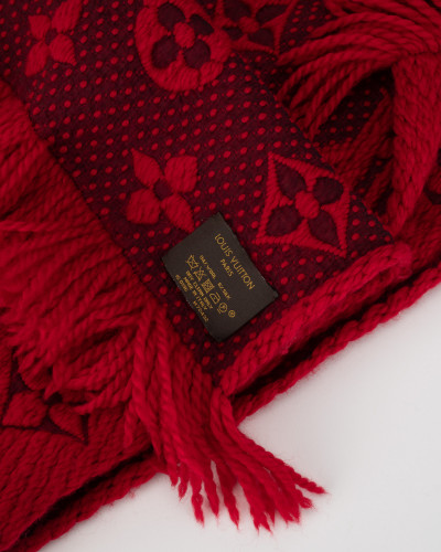 Louis Vuitton Szalik w monogram bordowy delikatne zabrudzenia
