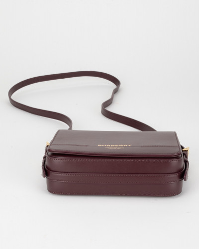 Burberry Torebka bordowa na pasku z logo