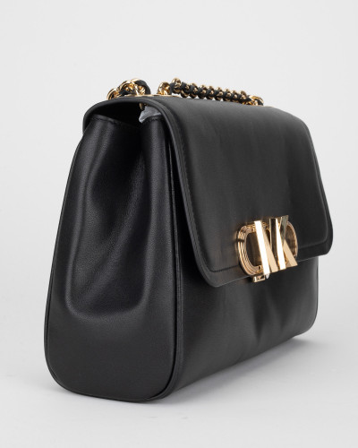 Michael Kors Torebka duża czarna na ramie z zlotym logo