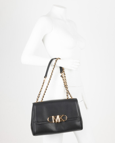 Michael Kors Torebka duża czarna na ramie z zlotym logo