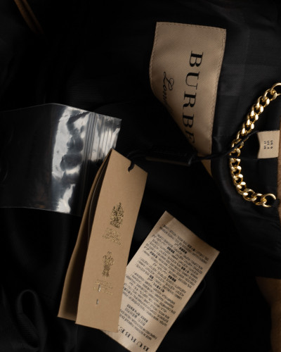 Burberry Płaszcz wełniany brązowy jednorzędowy roziar 6
