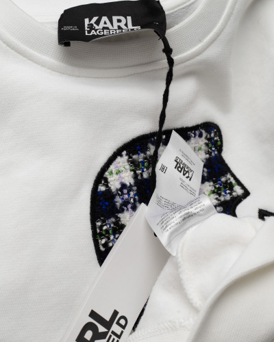 Karl Lagerfeld  Bluza biała z tweedowym logo