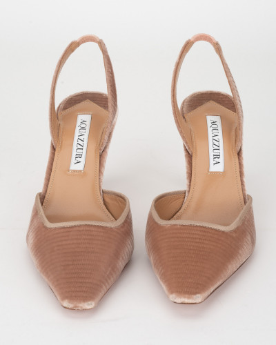 Aquazzura Szpilki aksamitne różowe