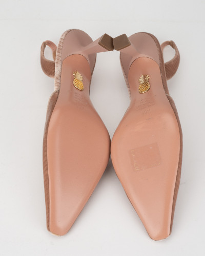 Aquazzura Szpilki aksamitne różowe
