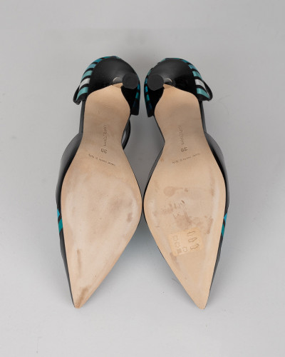Manolo Blahnik  Szpilki kolorowe w paski