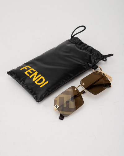 Fendi Okulary same szkla bez oprawek w logo + zlote zauszniki