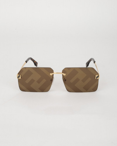Fendi Okulary same szkla bez oprawek w logo + zlote zauszniki