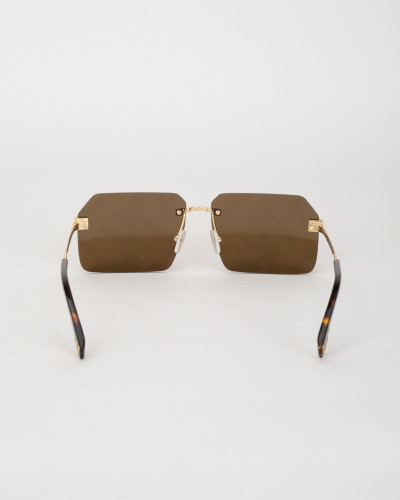 Fendi Okulary same szkla bez oprawek w logo + zlote zauszniki