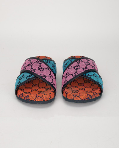 Gucci klapki kolorowe canvas gg