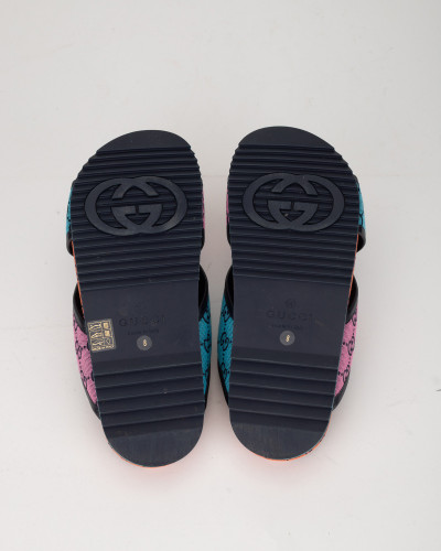 Gucci klapki kolorowe canvas gg