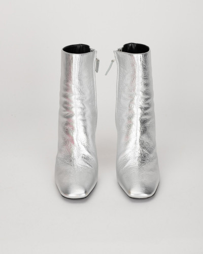 Off-White Botki srebrne na szpilce