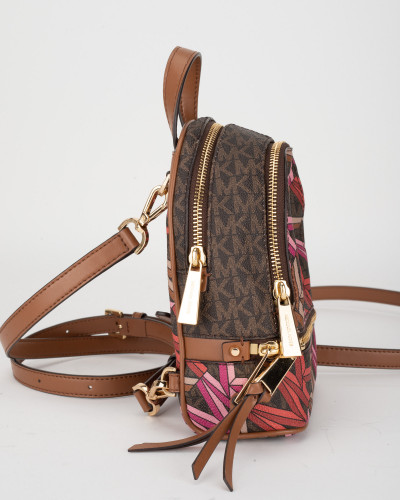 Michael Kors Plecak mały brązowy w monogram i kolorowe logo