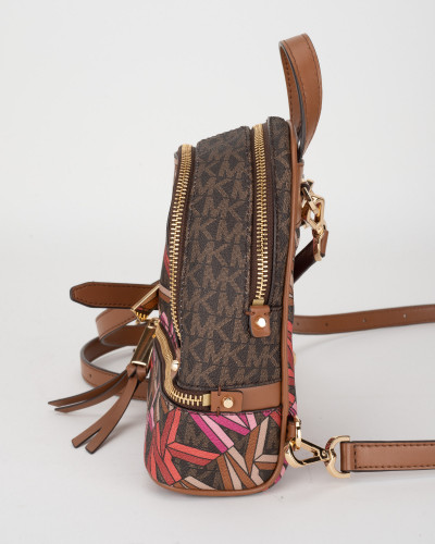 Michael Kors Plecak mały brązowy w monogram i kolorowe logo