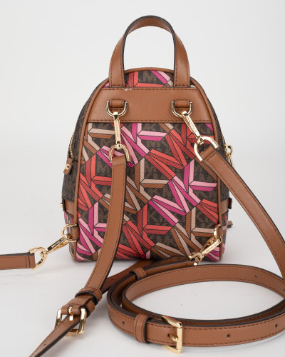 Michael Kors Plecak mały brązowy w monogram i kolorowe logo