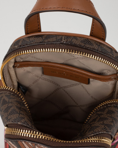Michael Kors Plecak mały brązowy w monogram i kolorowe logo