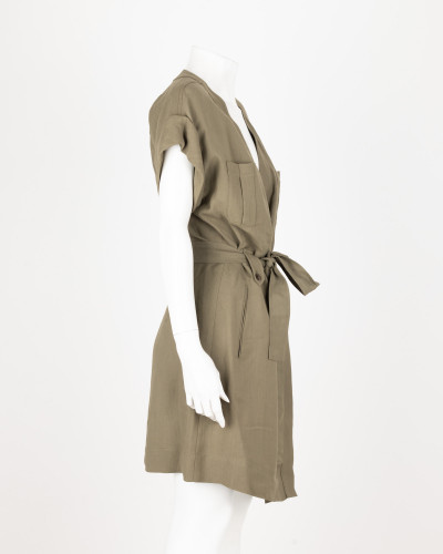 Twinset Sukienka khaki z paskiem bez rękawów