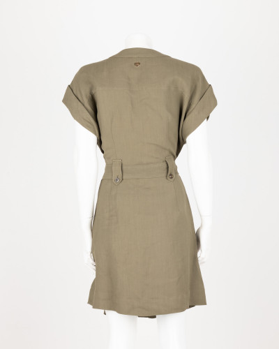 Twinset Sukienka khaki z paskiem bez rękawów
